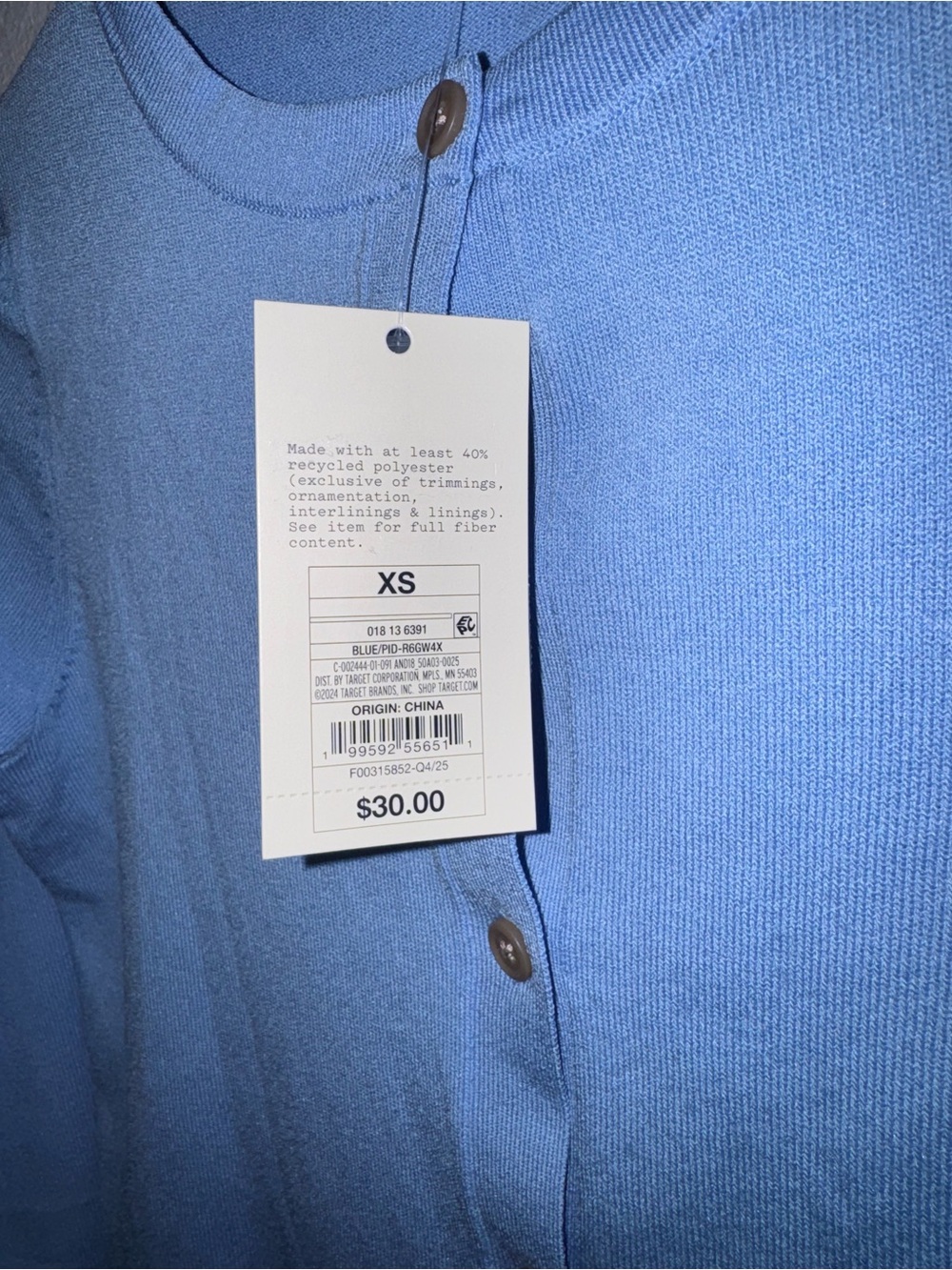 New a new day Light Blue Ruffle Hem Button Cardigan XS - Picture 3 of 9